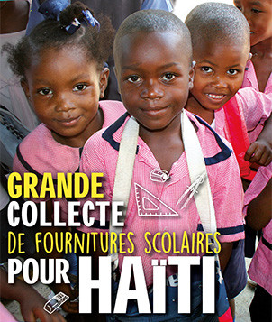 Affiche grande collecte de fournitures scolaires pour haïti